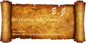 Britvics Józsua névjegykártya